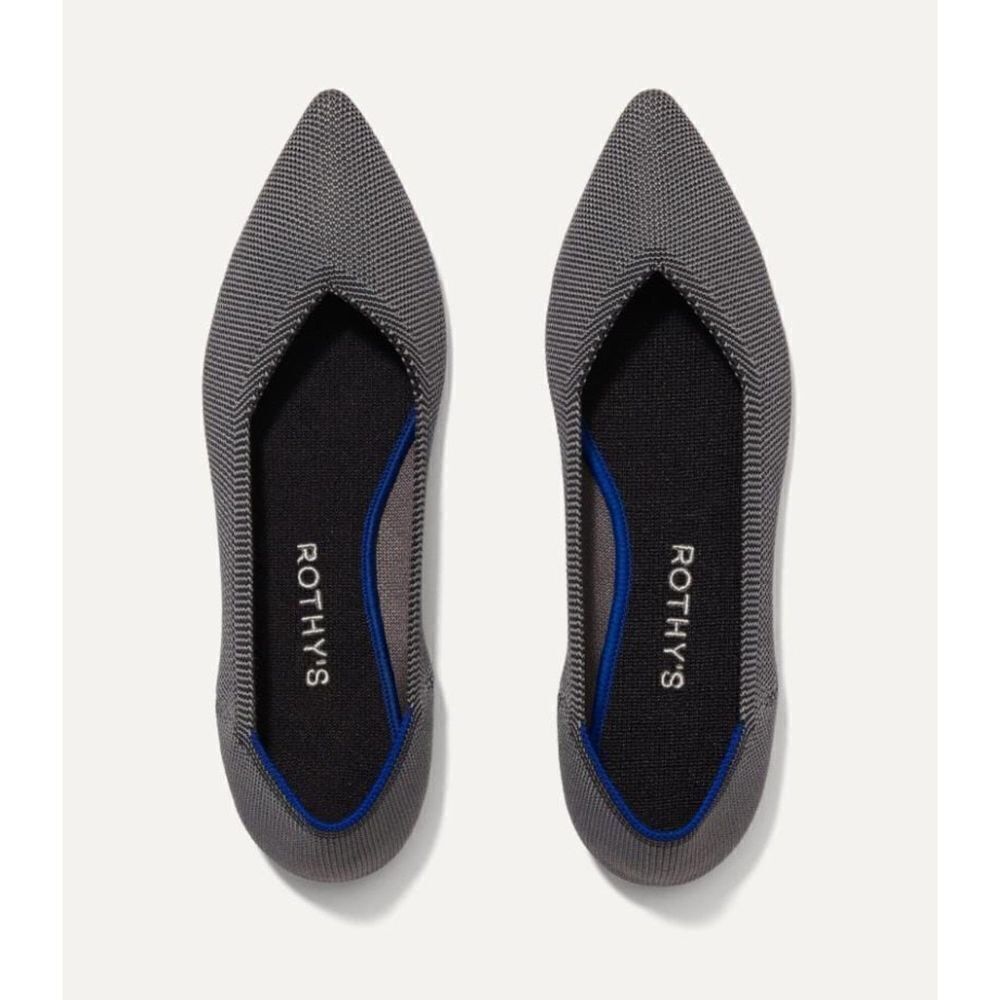 ROTHY'S The Point Knit Upper Slip-on Flats in Grey Size 8 NWOB